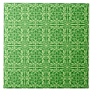 Carreau Damassé médiévale Fleur-De-lis, vert foncé de 