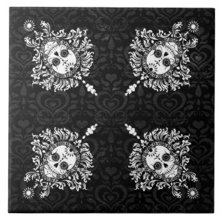 Carreau Damassé morte - tuile chic de motif de crâne de