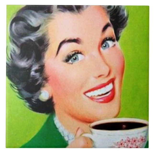 Carreau Dame de café cuisine rétro vintage (Devant)