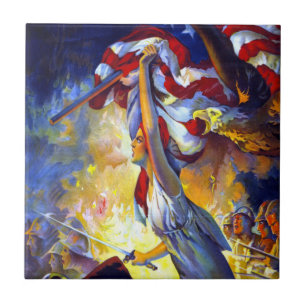 Carreau Dame de la Liberté patriotique vintage Drapeau amé