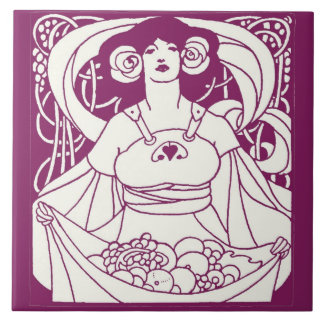 Carreau Dame de récolte Art nouveau