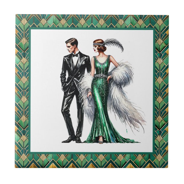 Carreau Dame élégante Art Déco (Devant)