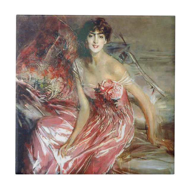 Carreau Dame en robe rose (par Giovanni Boldini) (Devant)