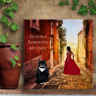 Carreau Dame romantique d'art italien en Carrelage rouge