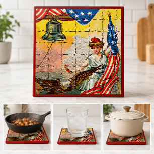 Carreau Dame Vintage, Aigle, Drapeau et Mosaique de la Clo