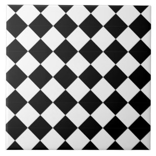 Carreau Damier diagonal harlequin noir et blanc classique