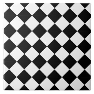Carreau Damier diagonal harlequin noir et blanc classique