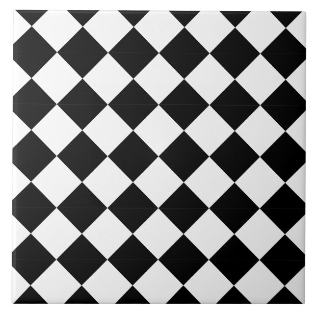 Carreau Damier diagonal harlequin noir et blanc classique (Devant)