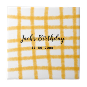 Carreau damier jaune noir ajouter nom date anniversaire