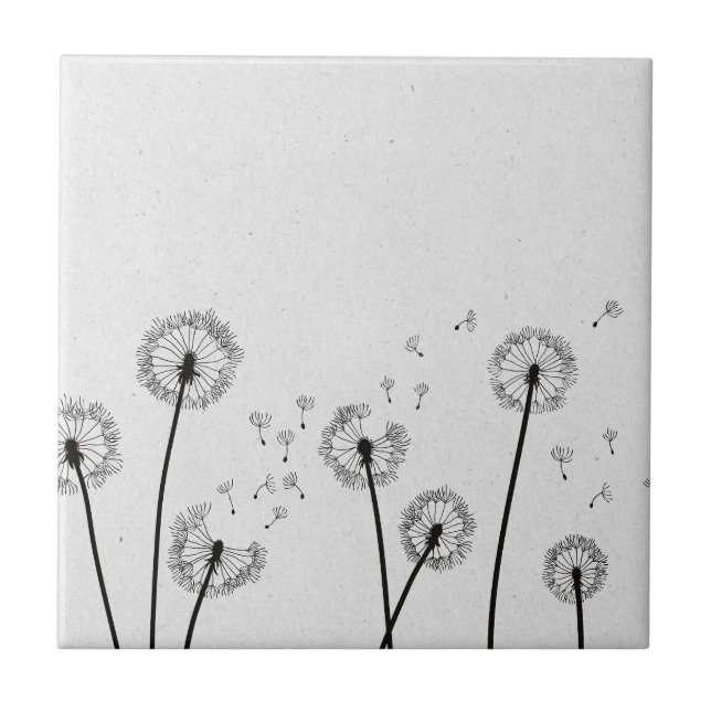 Carreau Dandelions Fleurs Pappus Spores Gris (Devant)