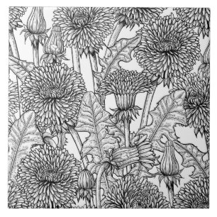 Carreau Dandelions, noir et blanc