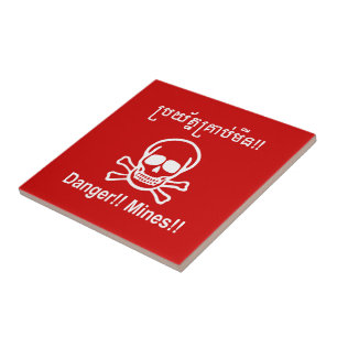 Carreau Danger ! ! Mines ! ! ☠ cambodgien de signe de