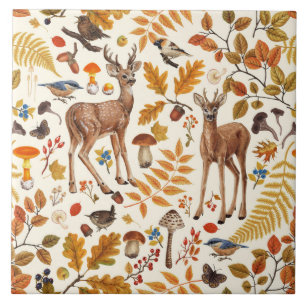 Carreau Dans les bois / Cerf d'automne sur le blanc