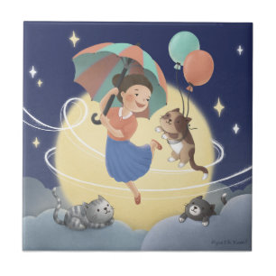 Carreau Danse avec les chats la nuit de la Lune