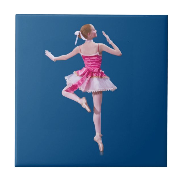 Carreau Danse de ballerine sur la tuile bleue (Devant)