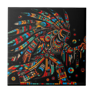 Carreau Danseur autochtone Kachina Black Art