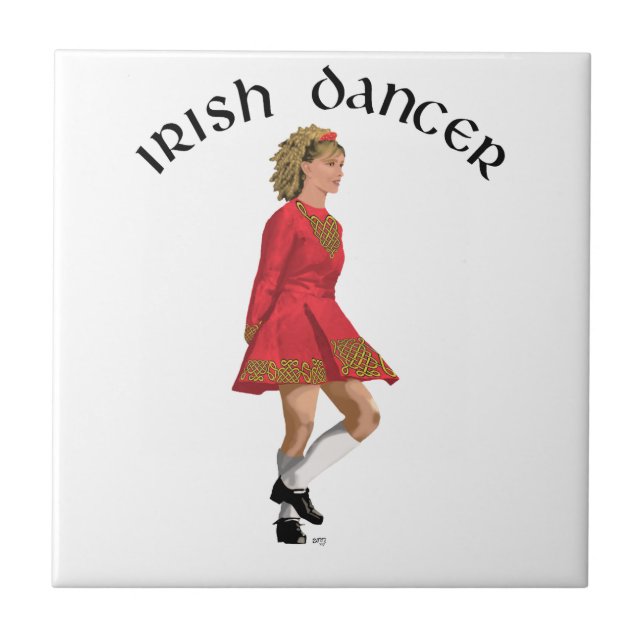 Carreau Danseuse Irlandaise Blonde en Rouge (Devant)