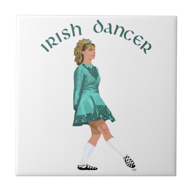 Carreau Danseuse Irlandaise en Chaussures Douces Turquoise (Devant)
