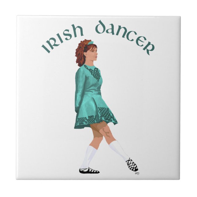 Carreau Danseuse Irlandaise en Chaussures Douces Turquoise (Devant)