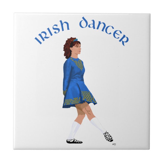 Carreau Danseuse Irlandaise en Soft Shoe en Bleu (Devant)