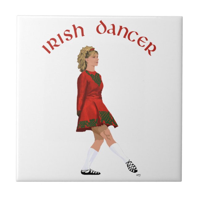 Carreau Danseuse Irlandaise Soft Shoe en Rouge (Devant)