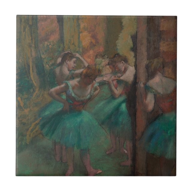 Carreau Danseuses de Edgar Degas en vert, Art de ballet vi (Devant)