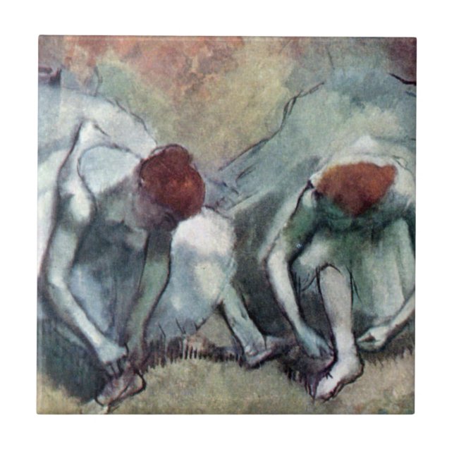 Carreau Danseuses Lacant leurs Chaussures par Edgar Degas (Devant)
