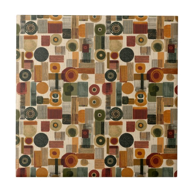 Carreau Dark Mid Century Geometric Pattern (2) (Devant)