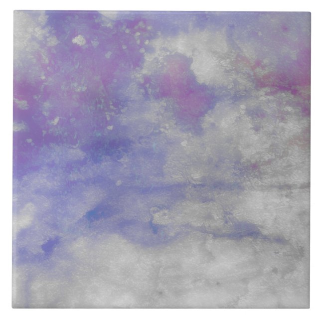 Carreau d'art en aquarelle violet carré (Devant)