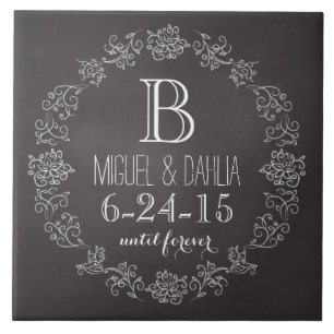 Carreau Date Mariage de monogramme de tableau de bord pers