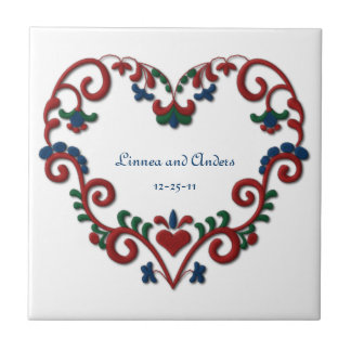 Carreau Date personnalisée Anniversaire du Mariage Coeur s