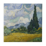 Carreau De beaux champs de blé Van Gogh avec des cyprès<br><div class="desc">Ce carrelage décoratif sera beau chez vous !  Cette tuile présente l'oeuvre de Vincent Van Gogh en 1889,  'Blé Field with Cypress'.</div>