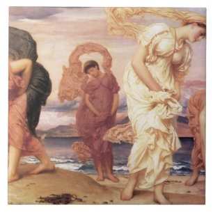 Carreau De belles femmes grecques ramassent des galets sur