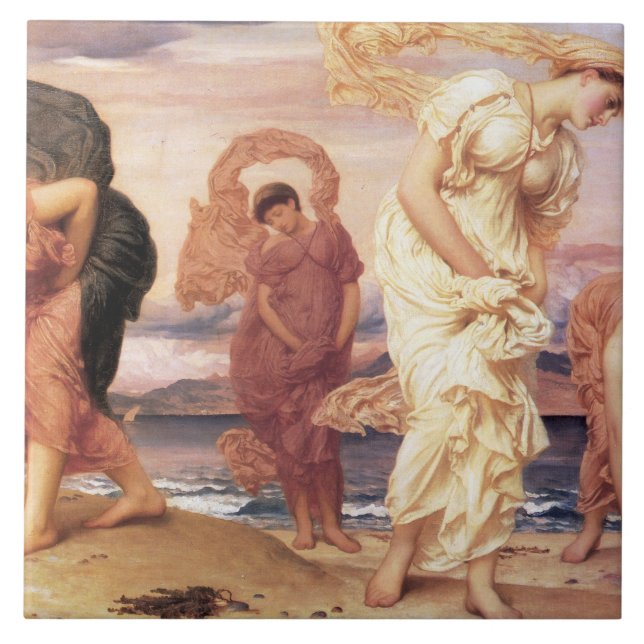 Carreau De belles femmes grecques ramassent des galets sur (Devant)