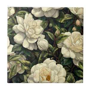 Carreau De belles gardenias rétro en carrelage pour le sol
