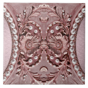 Carreau de céramique à fleur rose