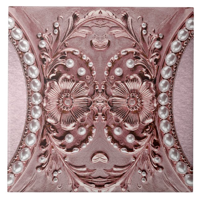Carreau de céramique à fleur rose (Devant)
