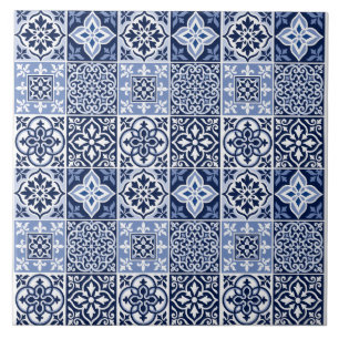 Carreau de céramique à motif azulejo portugais ble