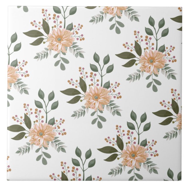 Carreau de céramique à motif floral (Devant)