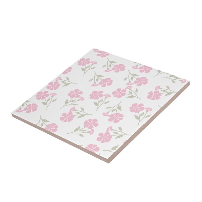 Carreau de céramique à motif floral rose élégant p (Côté)