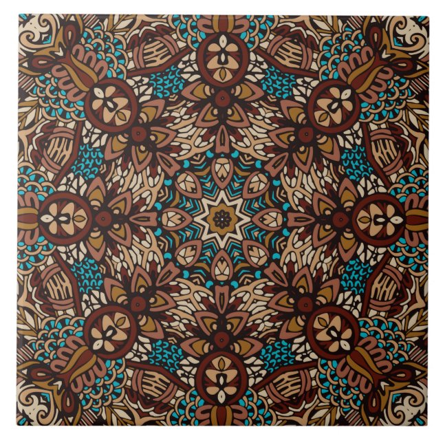 Carreau de céramique à motif géométrique (Devant)