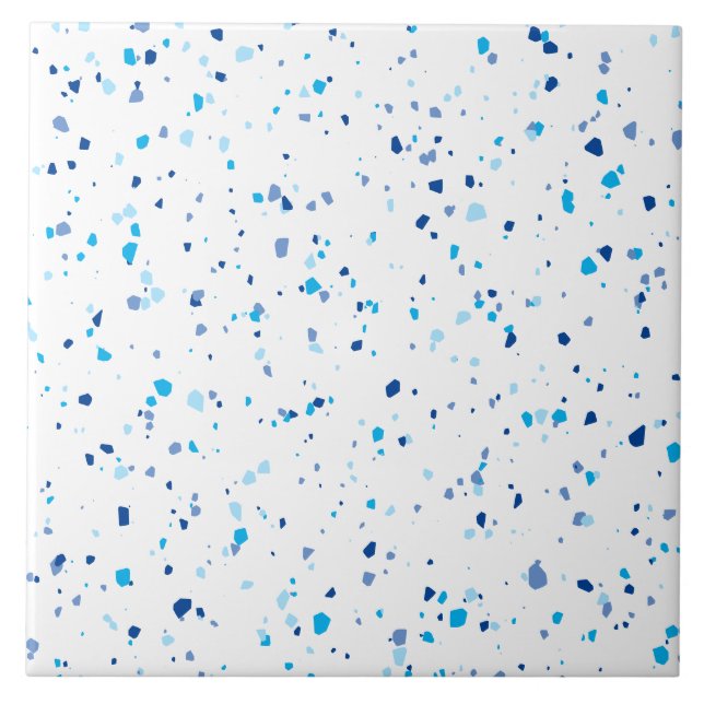 Carreau de céramique à motif terrazzo bleu moderne (Devant)