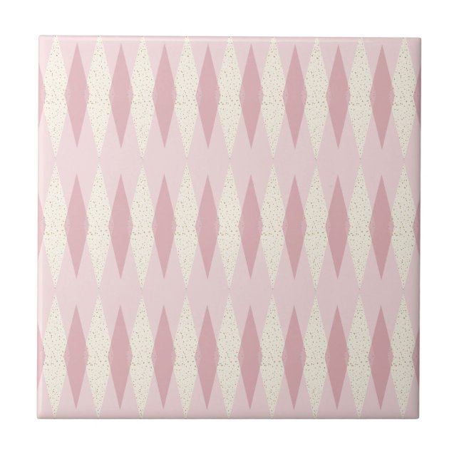 Carreau de céramique à motifs de losanges rose (Devant)