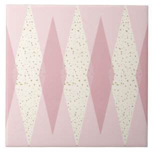Carreau de céramique à motifs de losanges rose