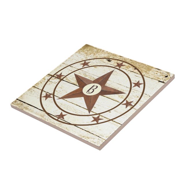 Carreau de céramique à roue étoile rustique Monogr (Côté)