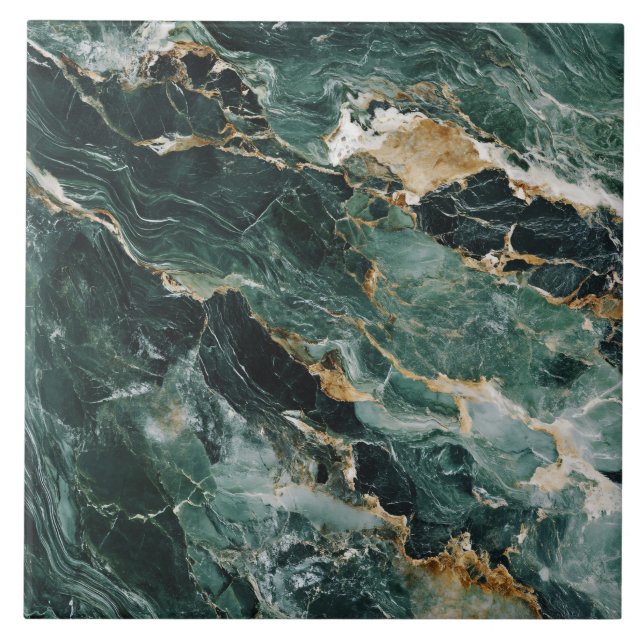 Carreau de céramique à texture de marbre vert de l (Devant)