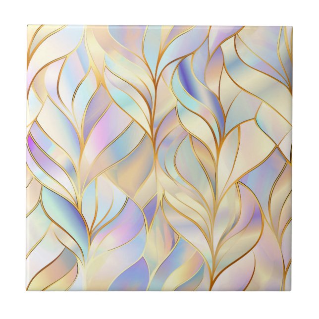Carreau de céramique abstrait pastel iridescent (Devant)