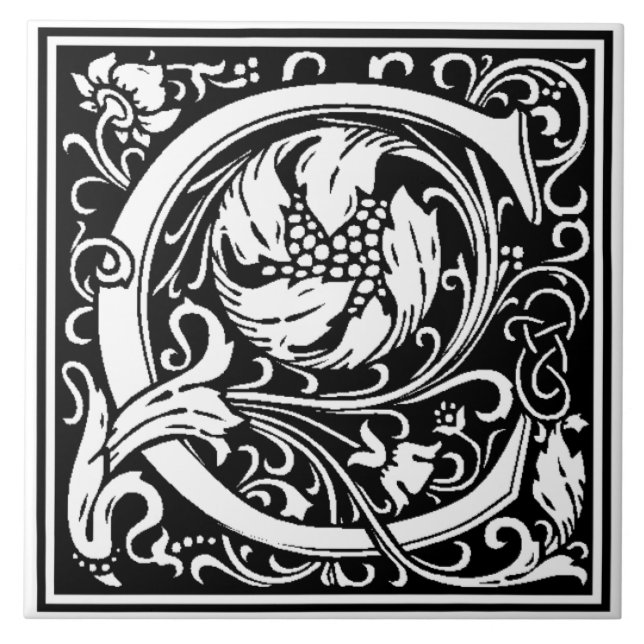 Carreau de céramique - Alphabet monogramme C noir  (Devant)