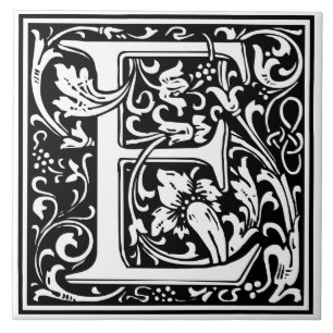 Carreau de céramique - Alphabet monogramme E noir