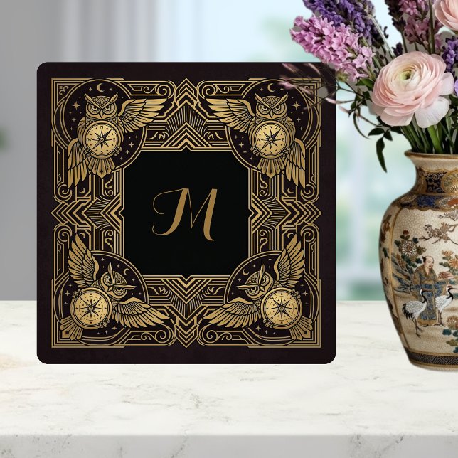 Carreau de céramique Art déco à monogramme compas  (Créateur téléchargé)
